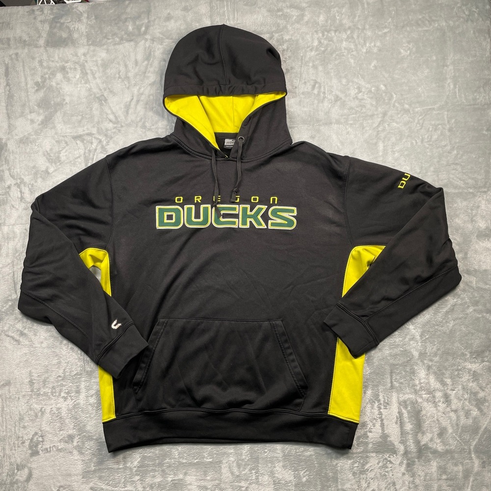 Oregon Ducks Colosseum Hooded Sweatshirt  Black Yellow Embroidered Mens XL